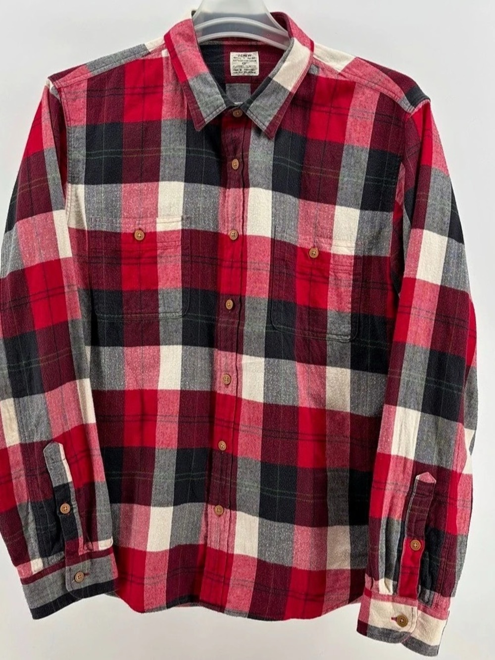 J.Crew XL Red Plaid Flannel Shirt | Cabincore Grunge Fall Layering